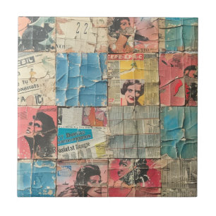 Carreau Journal des femmes rétro Motif de mosaïque vintage