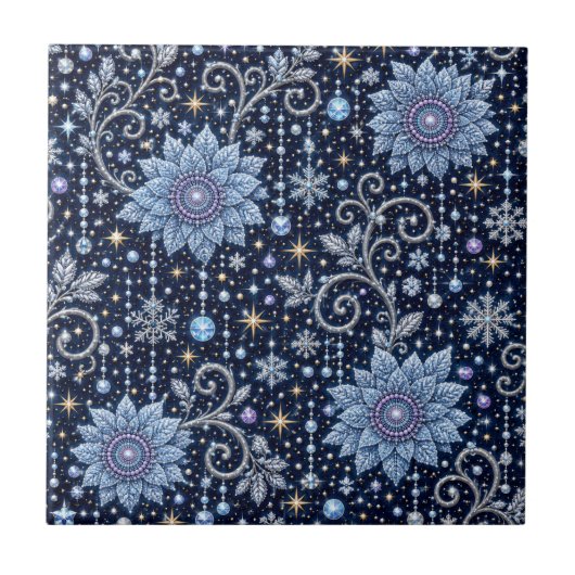 Carreau Joyeaux d'hiver - Fleurs de glace sous les étoiles (Devant)
