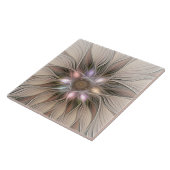 Carreau Joyeuse Fleur Abstrait Beige Brown Floral Fractal (Côté)