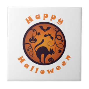 Carreau Joyeuse lanterne d'Halloween araignées et chauves-