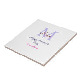 Carreau Joyeuse Saint-Valentin pastel violet monogramme ro (Côté)