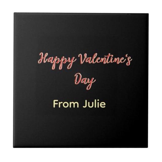 Carreau Joyeuse Saint-Valentin rouge noir de nom stylé (Devant)