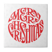 Carreau Joyeuse typographie de Noël Joyeux voeux (Devant)