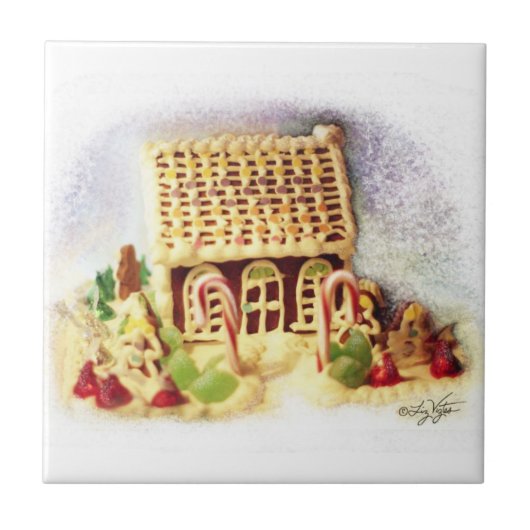 Carreau Joyeuses Vacances Gingerbread House Tile (Devant)