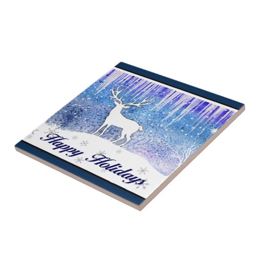 Carreau Joyeuses Vacances Scène de Cerfs (Côté)