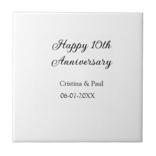 Carreau Joyeux 10e anniversaire simple nom de mariage mini
