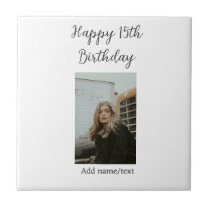Carreau Joyeux 15ème anniversaire ajouter nom photo texte