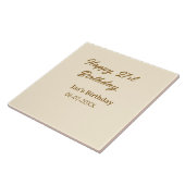 Carreau Joyeux 21e anniversaire marron pastel jaune nom da (Côté)