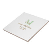 Carreau Joyeux 21e Anniversaire vert ajouter nom monogramm (Côté)