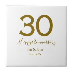 Carreau Joyeux 30e anniversaire nom date golden bold lette