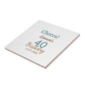 Carreau Joyeux 40e anniversaire nom date marron turquoise (Côté)