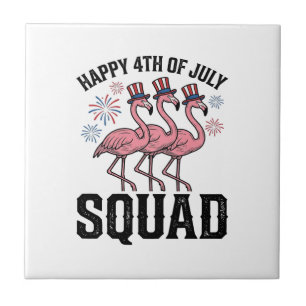 Carreau Joyeux 4 juillet Flamingo Squad Vector Design_1