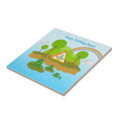 Carreau Joyeux anniversaire avec les grenouilles (Côté)