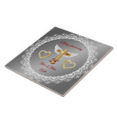 Carreau Joyeux Anniversaire Personnalisé Lace Argent (Côté)