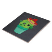 Carreau Joyeux cactus ronds portant un Sombrero Rouge (Côté)