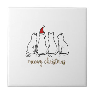 Carreau Joyeux Catmas Chat Noël Mignon Chatons Chats Père 