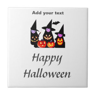 Carreau Joyeux Halloween ajoutez nom texte sorcières citro