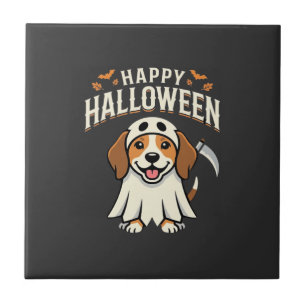 Carreau Joyeux Halloween Beagle Chien Design_1