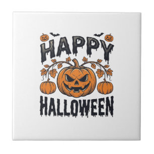 Carreau Joyeux Halloween Citrouille Design de Gravure Vint