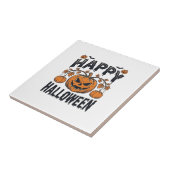 Carreau Joyeux Halloween Citrouille Design de Gravure Vint (Côté)