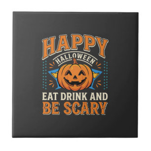 Carreau Joyeux Halloween Citrouille Manger Boire Être Effr
