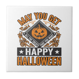 Carreau Joyeux Halloween Citrouille Traitements Vintage