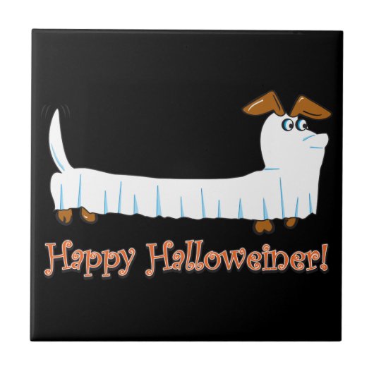 Carreau Joyeux Halloween Dachshund (Devant)