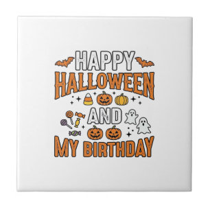 Carreau Joyeux Halloween Et Mon Anniversaire Design Vintag