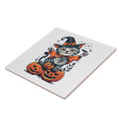 Carreau Joyeux Halloween Sorcière Chat (Côté)