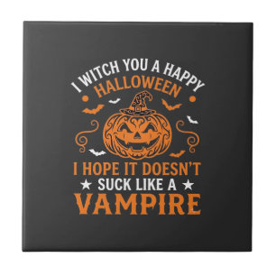 Carreau Joyeux Halloween Vampire Citrouille Sorcière Chape