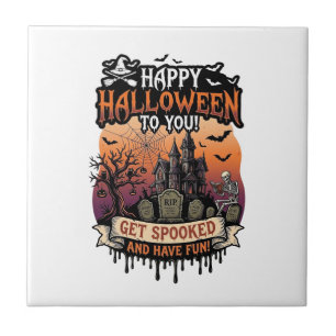 Carreau Joyeux Halloween Vous Maison Hantée Squelette Chau