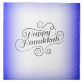 Carreau Joyeux Hanukkah à fond bleu blanc 2 tons (Devant)