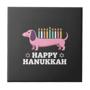 Carreau Joyeux Hanukkah chien teckel