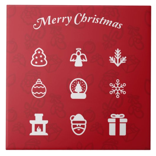Carreau Joyeux jeu d'icônes populaires de Noël (Devant)
