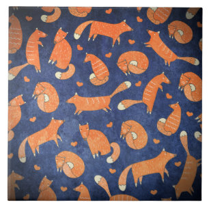 Carreau Joyeux motif de renard animal