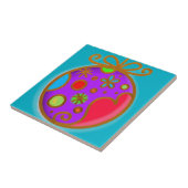 Carreau Joyeux Noël Bauble couleur violet rouge (Côté)