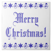 Carreau Joyeux Noël Blue Snowman Snowflake Motif (Devant)