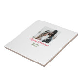 Carreau Joyeux Noël couple photo ajouter nom heureux vacan (Côté)