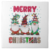 Carreau Joyeux Noël Gnome Famille Funny Jeu de Noël Arbre (Devant)