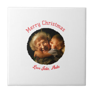 Carreau Joyeux Noël grand-mère fille photo cercle