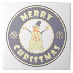 Carreau Joyeux Noël heureux bonhomme de neige célèbre styl
