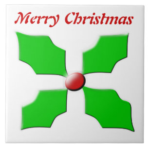 Carreau Joyeux Noël Holly Tile personnalisable