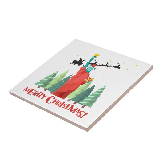 Carreau Joyeux Noël New York Santa Claus Statue De Lib (Côté)