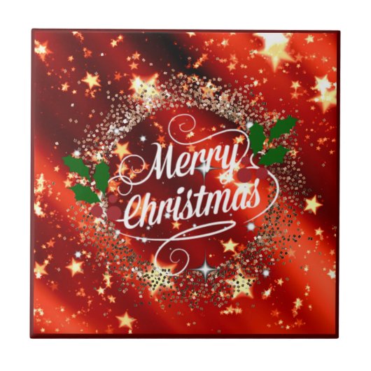 Carreau Joyeux Noël, paillettes et éclat, (Devant)
