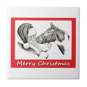 Carreau Joyeux Noël Père Noël et Cheval