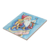 Carreau Joyeux Noël, Père Noël sur un boule de neige avec (Côté)