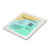 Carreau Joyeux Noël QR code entreprise jaune vert eau (Côté)