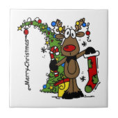 Carreau Joyeux Noël Reindeer Drôle Vacances (Devant)