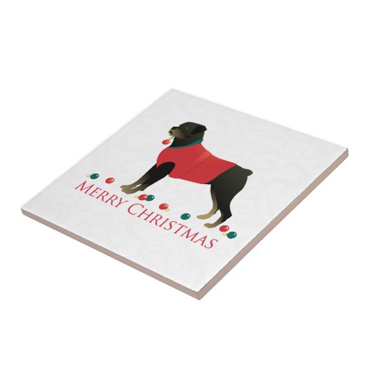 Carreau Joyeux Noël Rottweiler (Côté)
