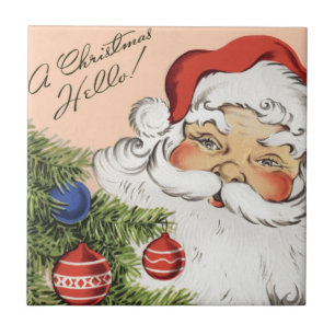 Carreau Joyeux Noël vintage ! Père Noël jovial